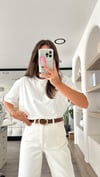 Beyaz Basic Oversize Bisiklet Yaka Dilvin Tişört