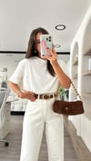 Beyaz Basic Oversize Bisiklet Yaka Dilvin Tişört