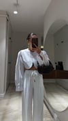 Yeşil Bel Detaylı Düğmeli Crop Gömlek