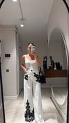 Beyaz Beli Lastikli Dantel Detaylı Pantolon