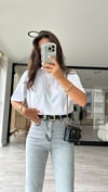 Beyaz Bisiklet Yaka Basic Tshirt 