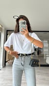 Beyaz Bisiklet Yaka Basic Tshirt 