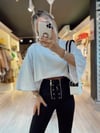 Beyaz Bisiklet Yaka Rahat Kesim Tshirt 