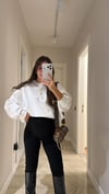 Beyaz Bisiklet Yaka Taşlı Sweatshirt
