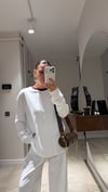 Beyaz Bordo Ribanalı Marka Model İnce Sweat