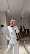 Beyaz Bordo Ribanalı Marka Model İnce Sweat