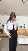 Beyaz Çift Cepli Crop Gömlek 