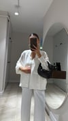 Beyaz Cift Cepli Krinkıl Bomber Ceket 