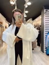 Beyaz Çift Cepli Uzun Kollu Triko Hırka