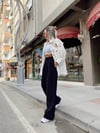 Beyaz Denim Detaylı Şifon Gömlek