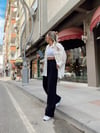 Beyaz Denim Detaylı Şifon Gömlek