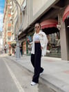 Beyaz Denim Detaylı Şifon Gömlek