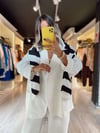 Beyaz Düğmeli Oversize Ceket