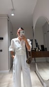Beyaz Geniş Kol Yan Büzgülü Crop Gömlek 