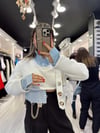 Beyaz Gömlek Detaylı Crop Sweat