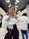 Beyaz Gömlek Detaylı Crop Sweat