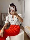 Beyaz Gül İşlemeli Bebe Yaka Gömlek