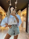 Beyaz Hayvan Baskılı Yazı Detaylı Oversize Tshirt