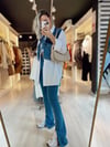 Beyaz Jean Detaylı Çift Cepli Gömlek