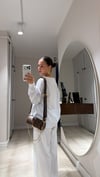 Beyaz Jean Detaylı Fermuarlı Sweat