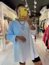 Beyaz Kalp Detaylı Bluz