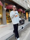 Beyaz Kaplan Desenli Oversize Sweat 
