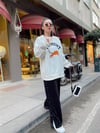 Beyaz Kaplan Desenli Oversize Sweat 