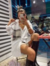 Beyaz Kaşe Cep Detaylı Gömlek