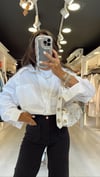 Beyaz Kendinden Atletli Oversize Gömlek 