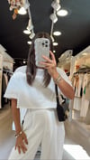 Beyaz Kesik Detaylı Crop Tshirt