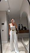 Beyaz Köprü Detaylı Kemerli Pantolon