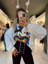 Beyaz Mickey Baskılı Oversize Sweat