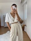 Beyaz Örgü Detaylı Bluz