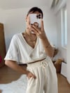Beyaz Örgü Detaylı Bluz