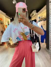 Beyaz Pembe Kaplan Baskılı Tshirt