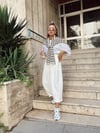 Beyaz Pileli Şalvar Pantolon