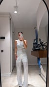 Beyaz Pullu Transparan Pantolon Takım