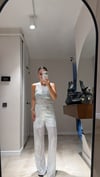 Beyaz Pullu Transparan Pantolon Takım