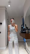 Beyaz Pullu Transparan Pantolon Takım