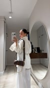 Beyaz Sırt Dekolteli Oversize Gömlek 