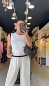 Beyaz Siyah Çift Görünümlü Dilvin Triko Bluz