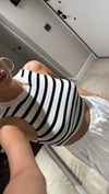 Beyaz Siyah Çizgili Triko Bluz
