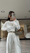 Beyaz Siyah Ribanalı Marka Model İnce Sweat 