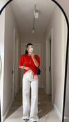 Beyaz Taş Detaylı Bol Paça Marka Model Jean