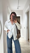 Beyaz Tek Cepli Poplin Kumaş Ravi Gömlek 