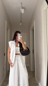 Beyaz Vatkalı Bel Lastik Detaylı Yelek