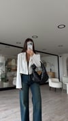 Beyaz Vatkalı Crop Ceket