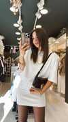 Beyaz Vatkalı Kısa Kol Marka Model Elbise
