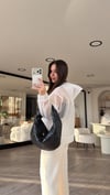 Beyaz Yan Fermuarlı File Detaylı Sweat 