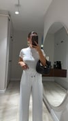 Beyaz Yarım Balıkçı Fitilli Bluz
